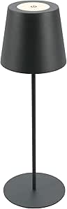 BRILONER- Lampara de Mesa Inalambrica, Luz Táctil, Regulable en Pasos, Regulable en Altura, Lampara LED Recargable, Lamparas a Pilas, Lamparas Tactiles sin Cable, Lampara de Mesa, 36x10,5cm, Antracita